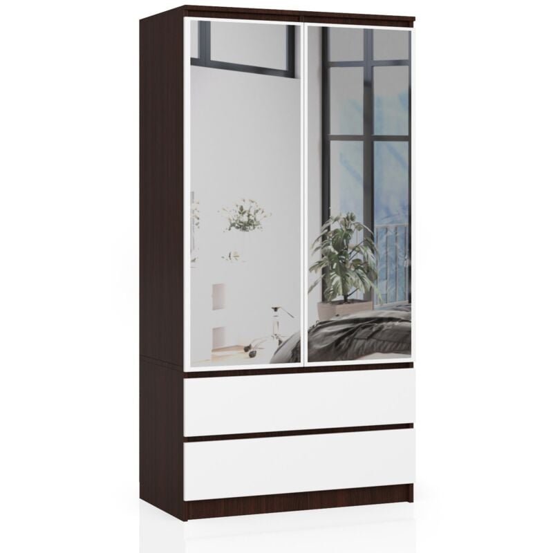foto del prodotto armadio akord s90 weng 90 cm 2 ante 2 cassetti inserto frontale bianco 90x51x180 cm