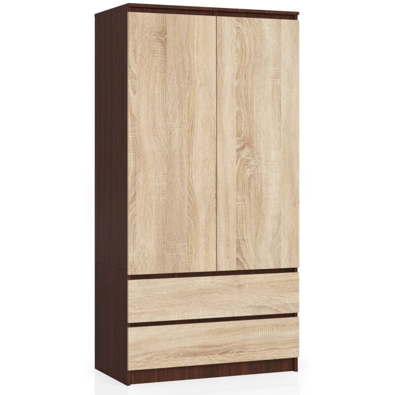 foto del prodotto armadio akord s90 weng 90 cm 2 ante 2 cassetti inserto frontale sonoma quercia 90x51x180 cm