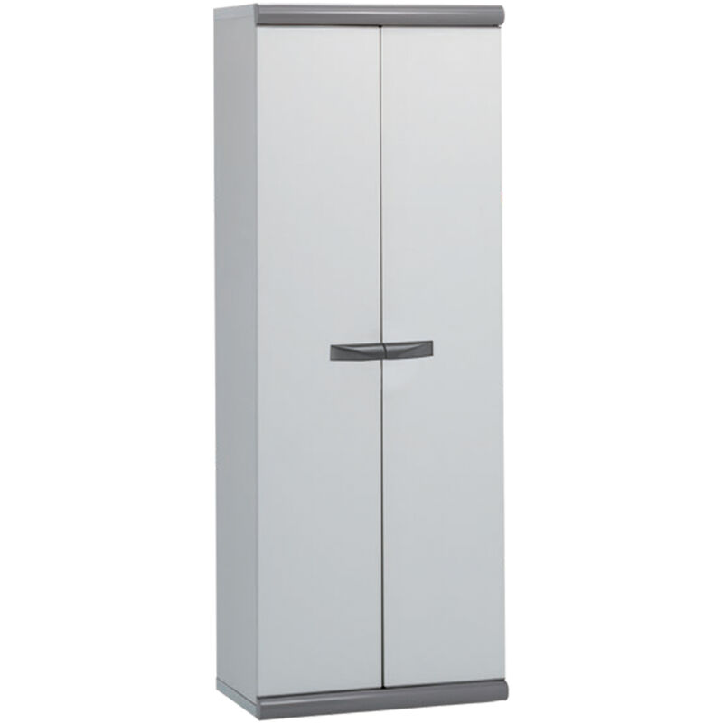 foto del prodotto armadio alto da giardino in resina coimbra 2 gardiun 62,5x39x169 cm con 2 ante e 3 ripiani regolabili in altezza, colore grigio