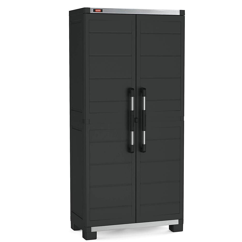 foto del prodotto armadio alto in plastica 4 ripiani rinforzati 88x45x181h cm. nero garage xl