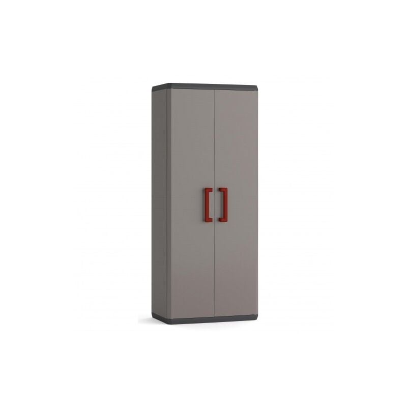foto del prodotto armadio alto per interni ed esterni in resina con 2 ripiani linea quadra grigio h 166 cm