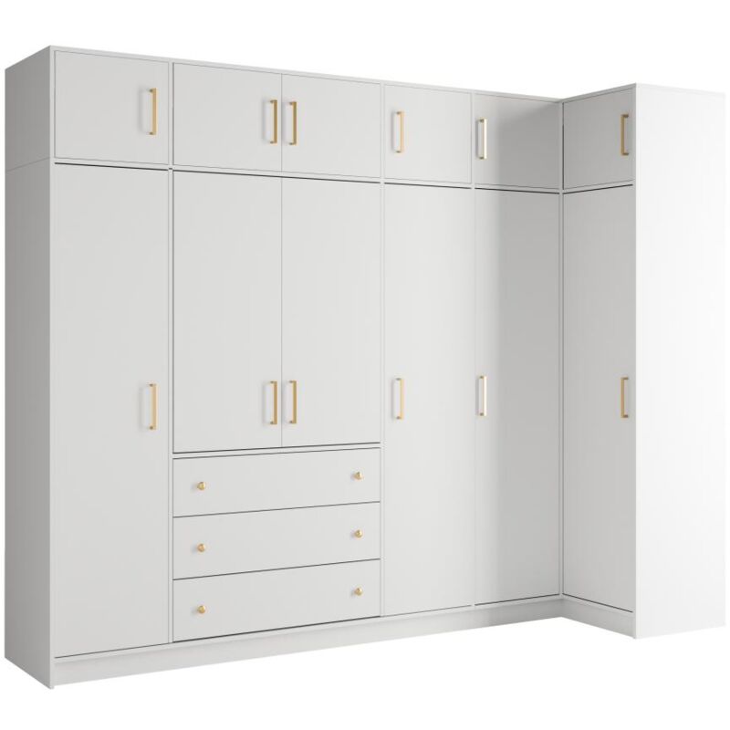 foto del prodotto armadio angolare 6 ante e 3 cassetti l311 cm bianco estensioni lizandro