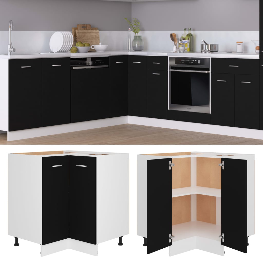 foto del prodotto armadio angolare nero 75,5x75,5x80,5 cm in legno multistratocod mxl 121015