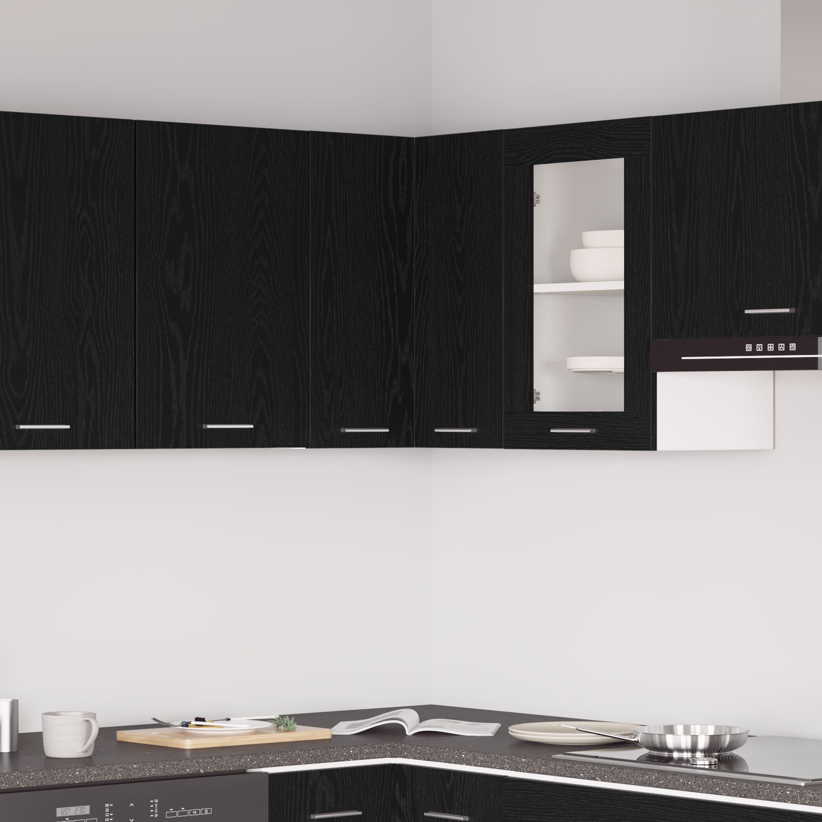 foto del prodotto armadio angolare rovere nero 57x57x60 cm realizzato in legno ingegnerizzato