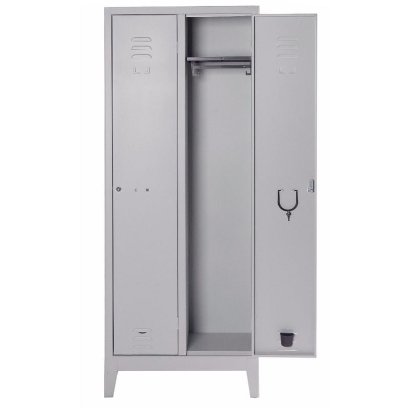 foto del prodotto armadio armadietto spogliatoio 2 posti metallo 68 x 34 x h179 cm pratiko grigio