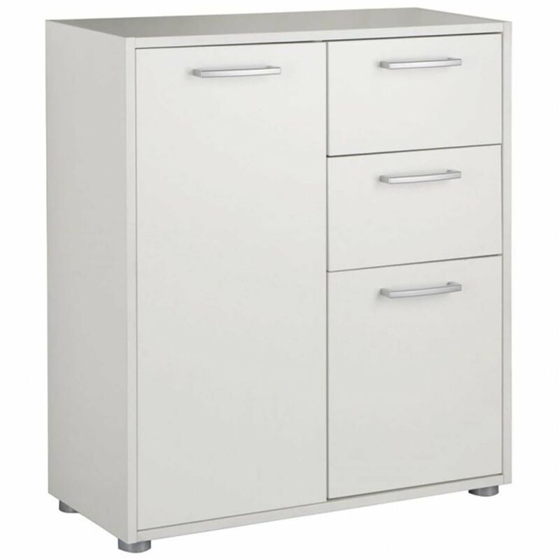 foto del prodotto armadio basso bianco mobiletto con ante scarpiera in legno h 80 cm