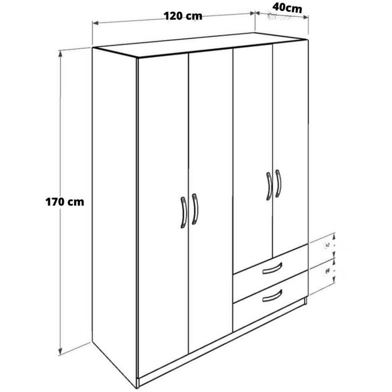 foto del prodotto armadio bianco 120x170 4 ante 2 cassetti