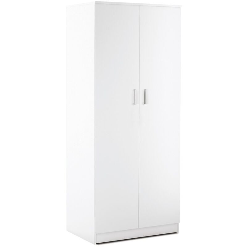 foto del prodotto armadio bianco 180 2 ante appendiabiti mobile con ripiano ufficio camera letto