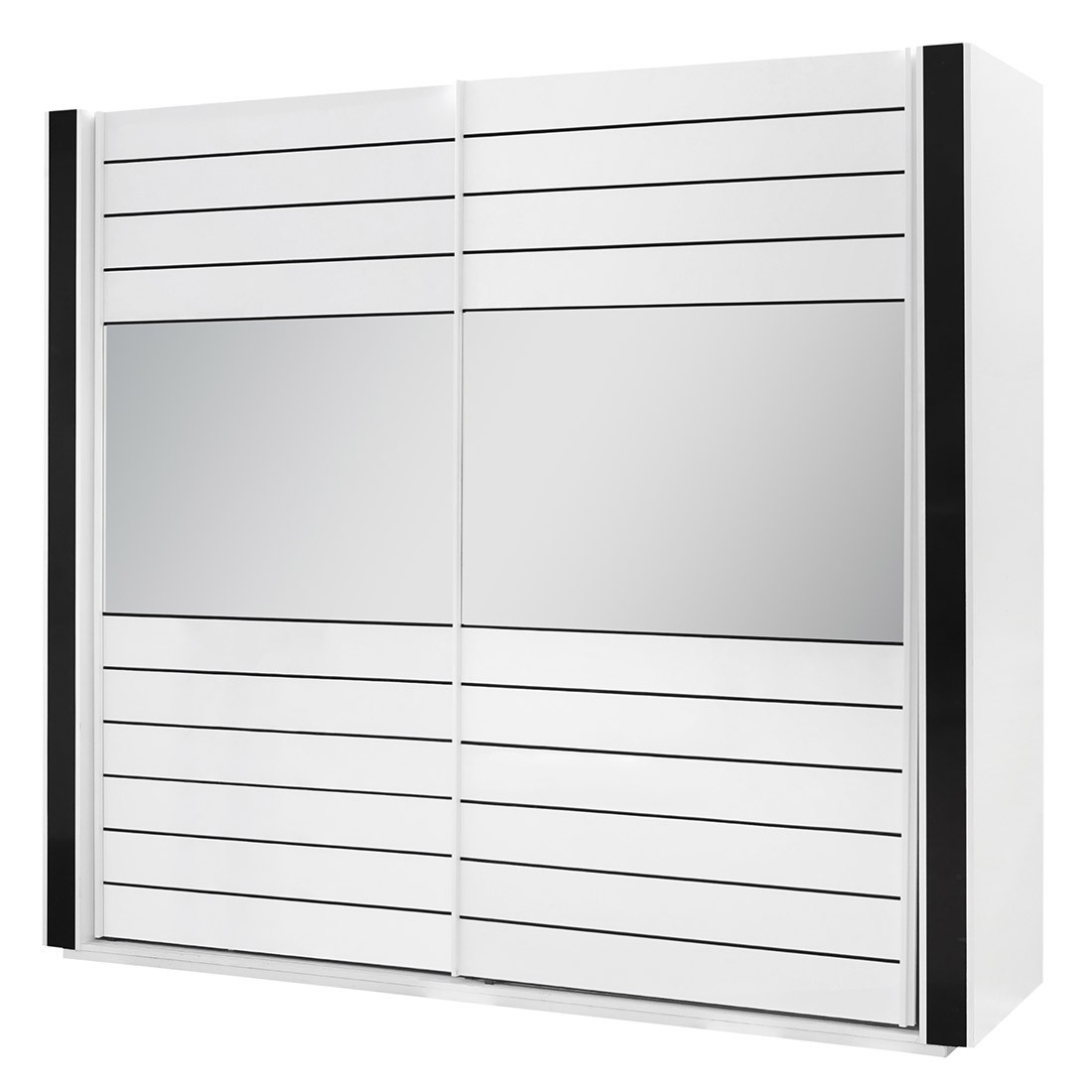 foto del prodotto armadio bianco e nero lina 220 x 225 x 68 cm con 2 grandi guardaroba e 2 grandi specchi