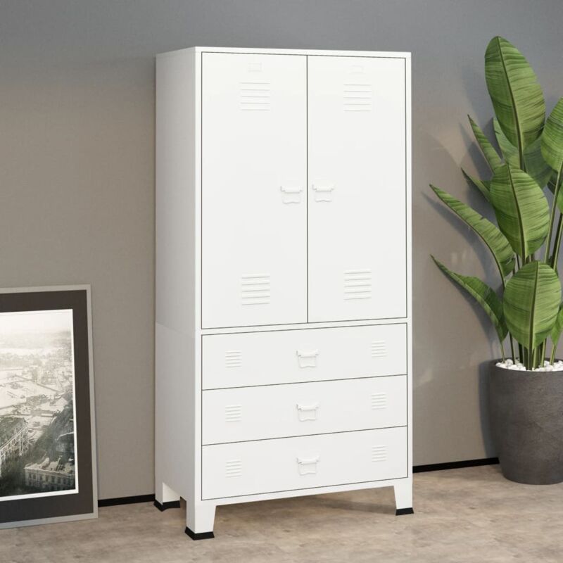 foto del prodotto armadio bianco industriale 90x50x180 cm in metallocod mxl 77612