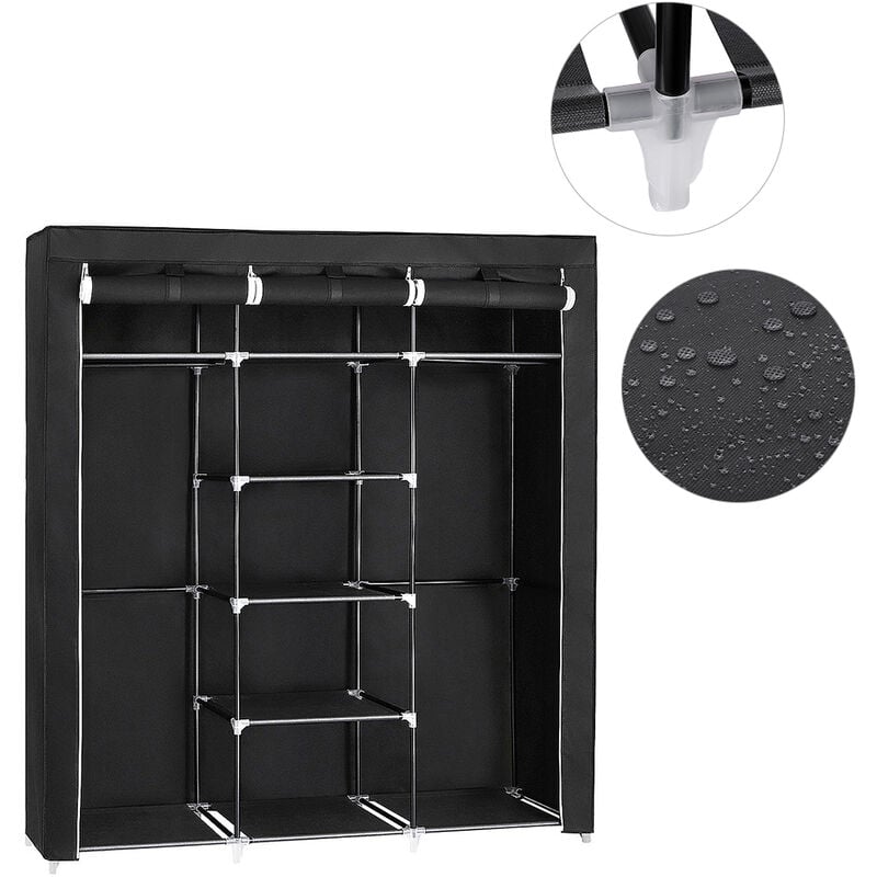 foto del prodotto armadio cabina guardaroba appendiabiti in acciaio tessuto 17515045 cm nero