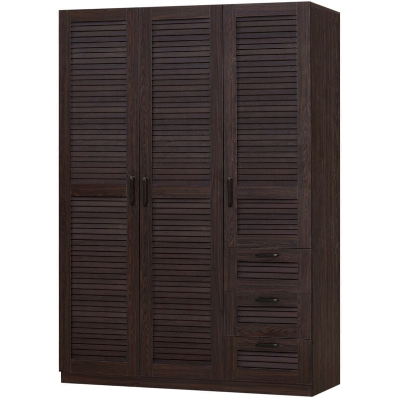 foto del prodotto armadio camera da letto armadio moderno contenitore senza tempo 4 ripiani 3 cassetti mdf 176 x 120 x 52 cm effetto noce scuro