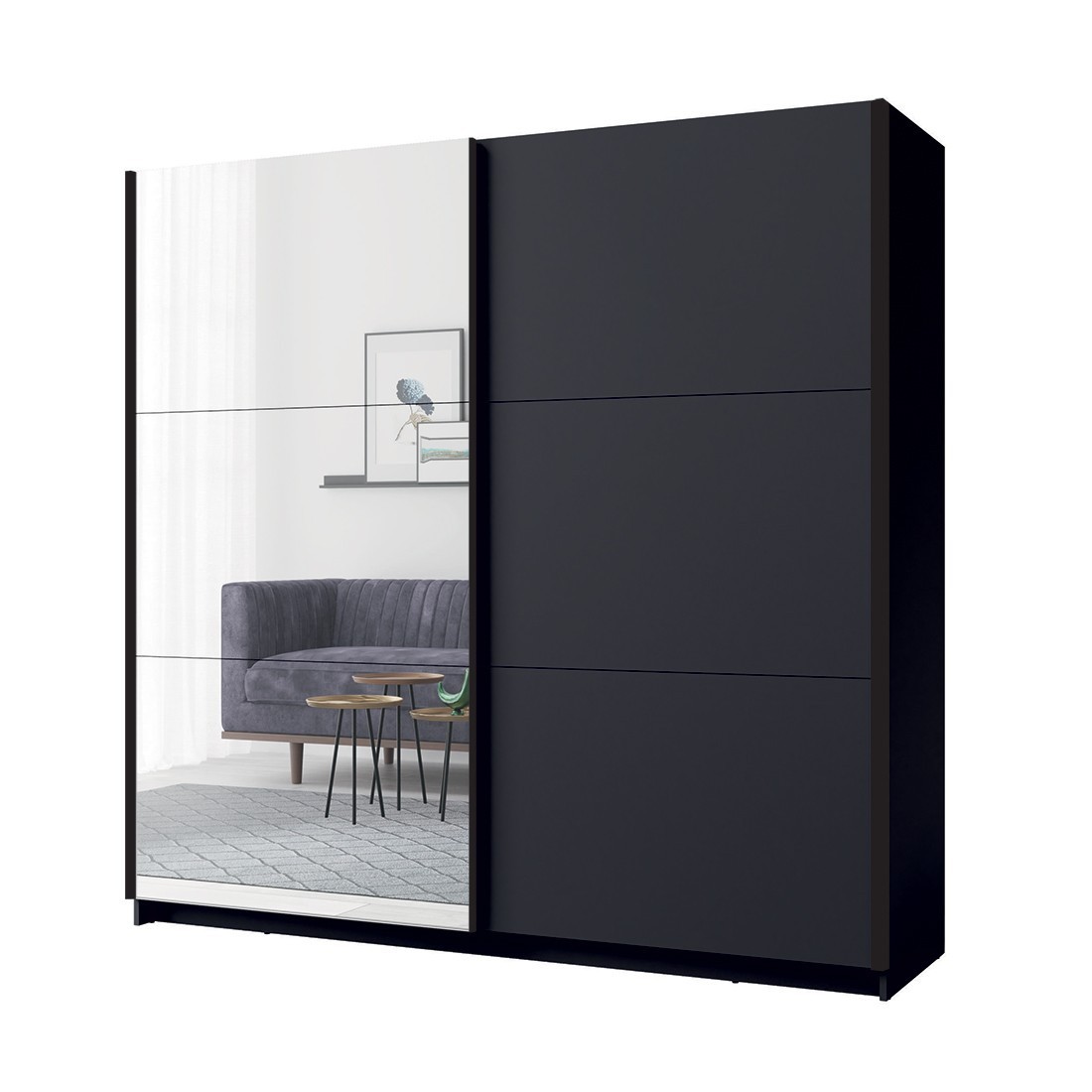 foto del prodotto armadio collezione 200 cm 2 porte scorrevoli con specchio grigio grafite collezione arsala