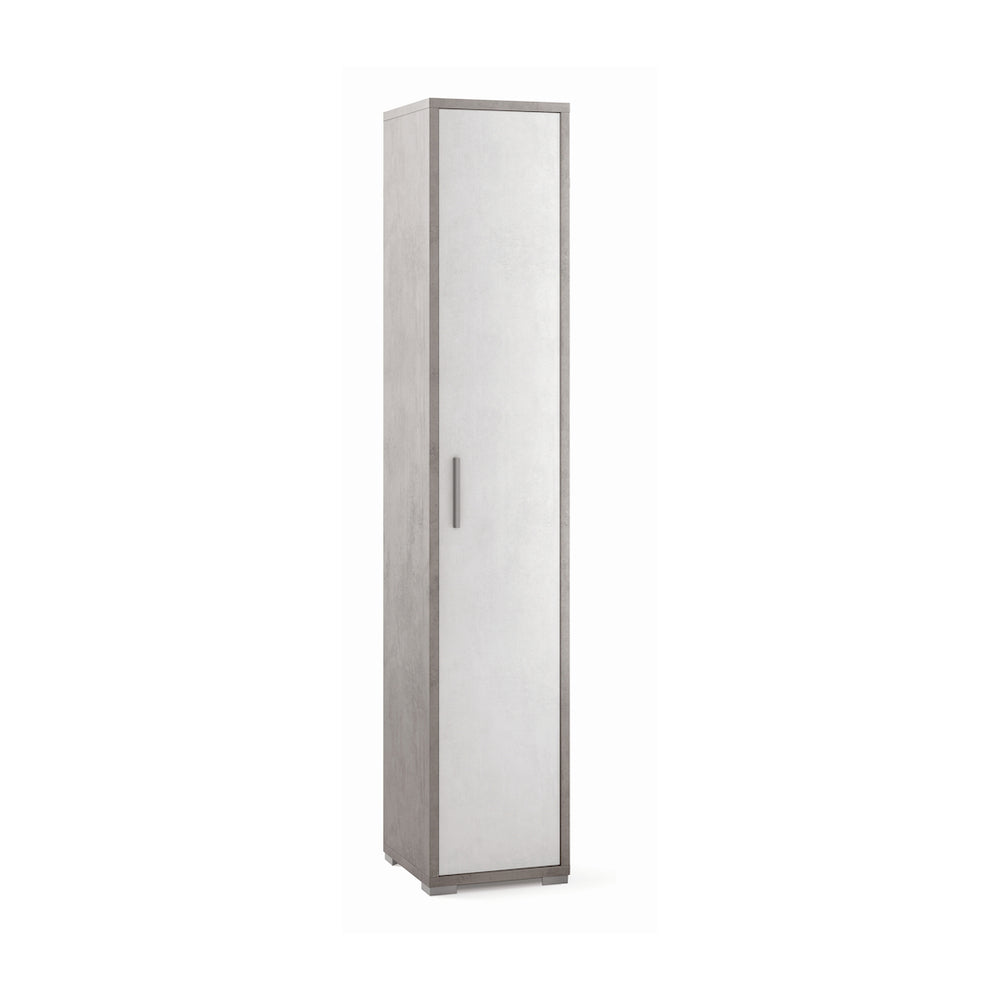 foto del prodotto armadio colonna 1 anta 39x41x199h cm in kit di montaggio colore cemento e ossido bianco