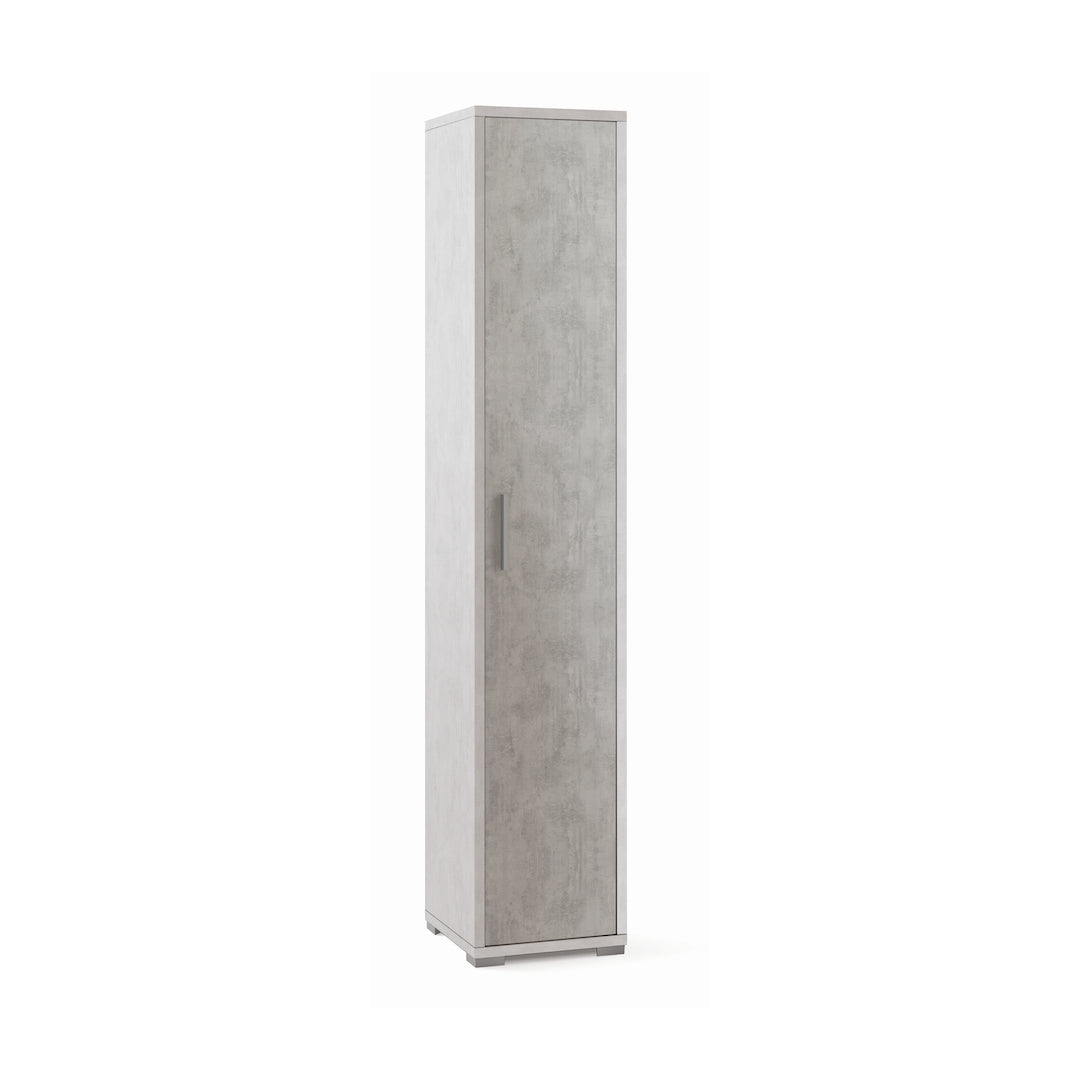 foto del prodotto armadio colonna 1 anta 39x41x199h cm in kit di montaggio colore ossido bianco e cemento