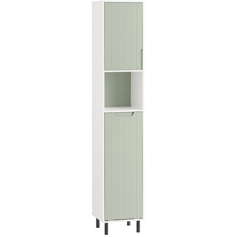 foto del prodotto armadio colonna bagno mobiletto salvaspazio scaffale alto mobiletto bagno con portabianchiera verde 31x30x167cm bzr137 gr sobuy