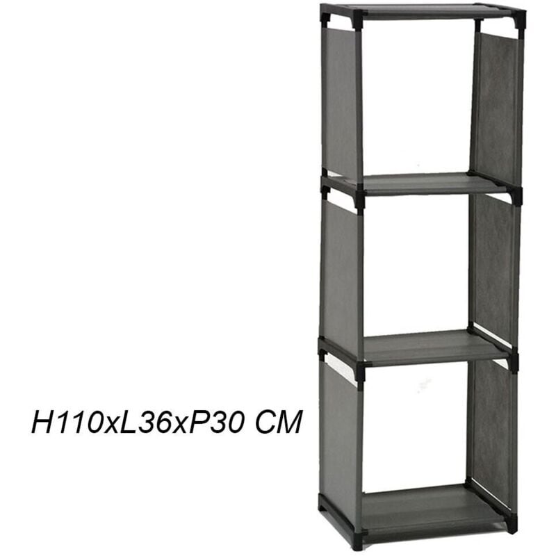 foto del prodotto armadio componibile scaffale a 3 ripiani scoparti per bucato mobile scaffale organizzer indumenti smontabile colori nero