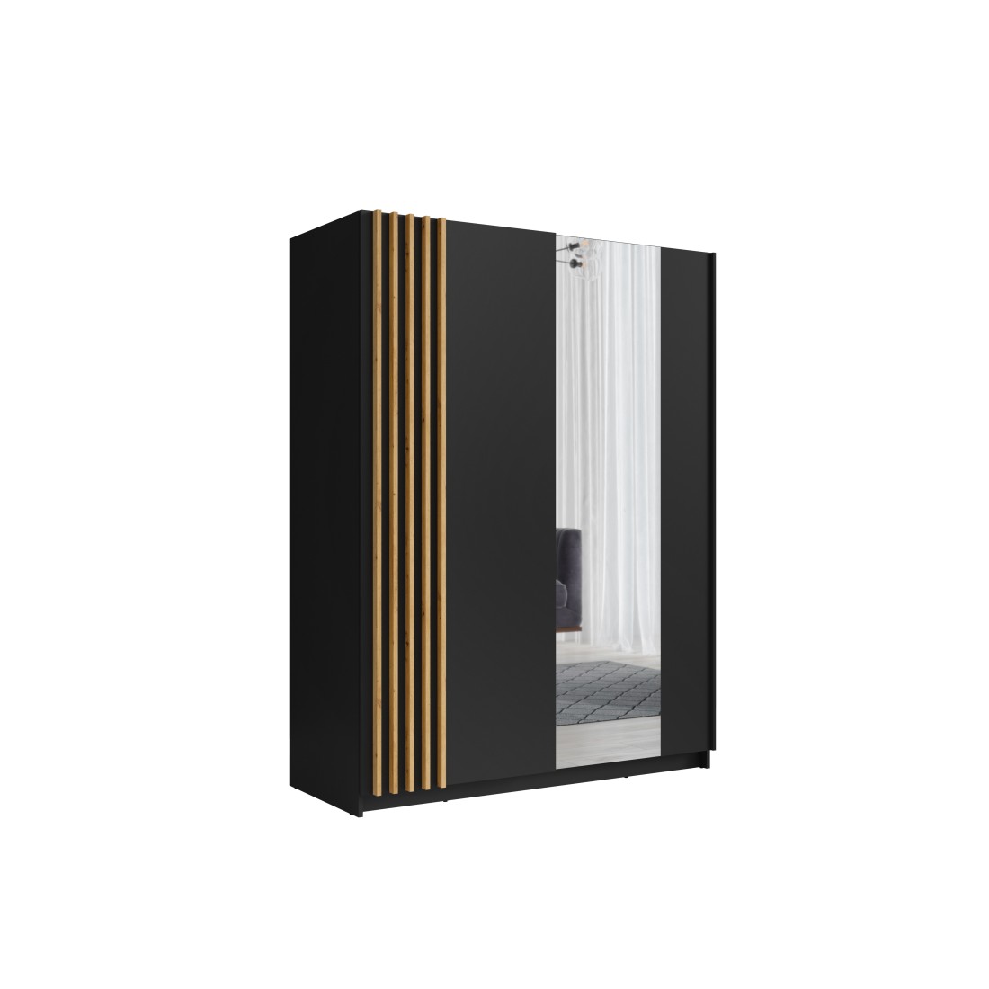 foto del prodotto armadio con 2 porte scorrevoli 150 cm nero e rovere collezione varia