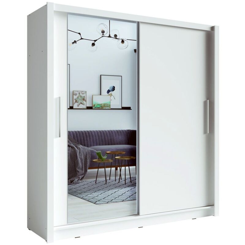 foto del prodotto armadio con 2 porte scorrevoli e specchio 205 cm bianco collezione ozzula