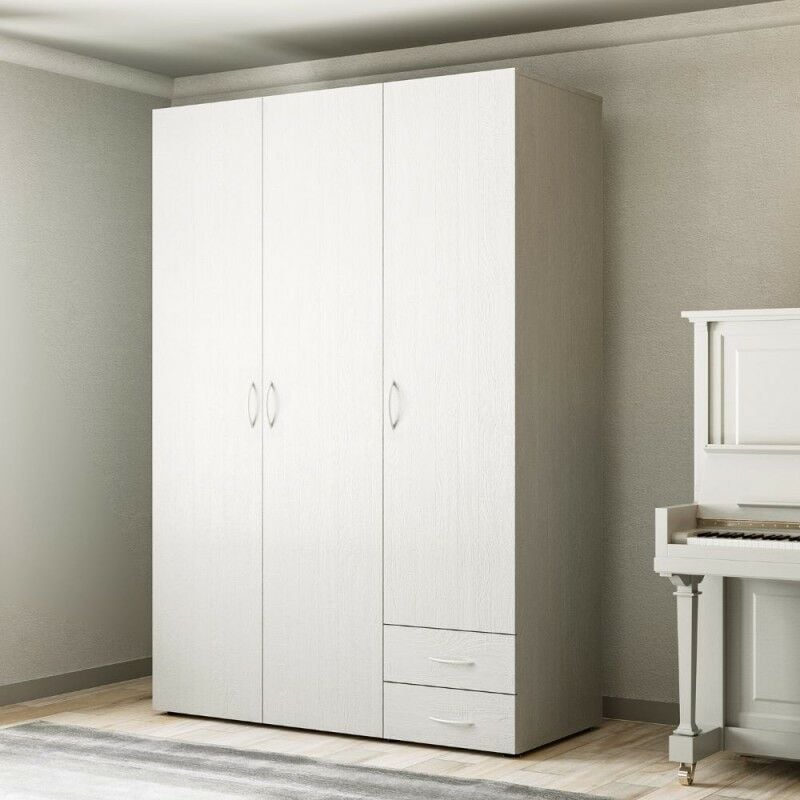 foto del prodotto armadio con 3 ante e 2 cassetti colore bianco 120x177hcm seba 3