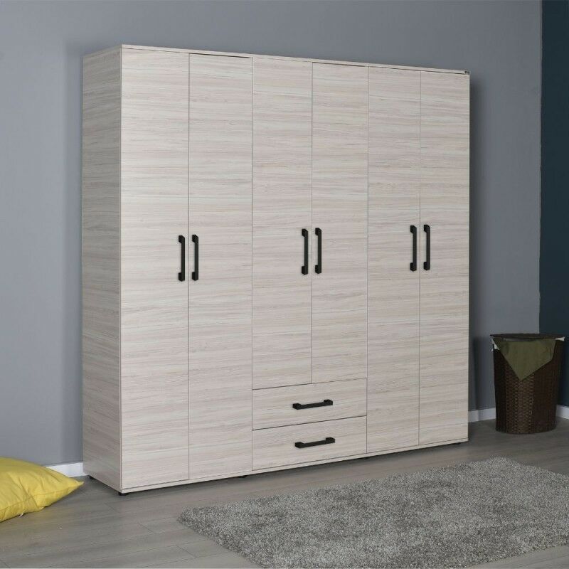 foto del prodotto armadio con 6 ante e 2 cassetti colore rovere 200x180h cm grd4262023