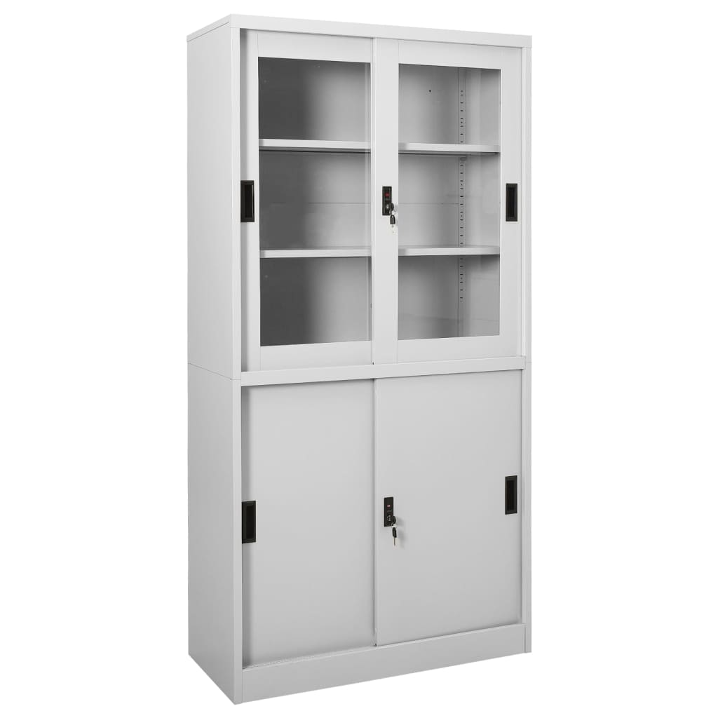 foto del prodotto armadio con anta scorrevole grigio chiaro 90x40x180 cm acciaio cod mxl 47349