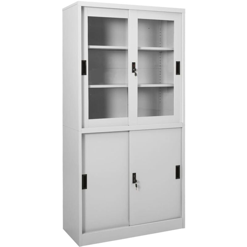 foto del prodotto armadio con anta scorrevole grigio chiaro 90x40x180 cm acciaio vidaxl