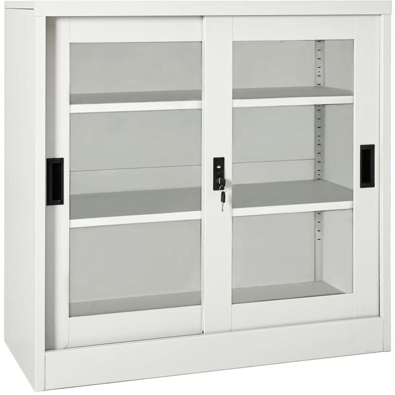 foto del prodotto armadio con ante scorrevoli 90x40x90 cm in acciaio e vetro vari colori colore grigio