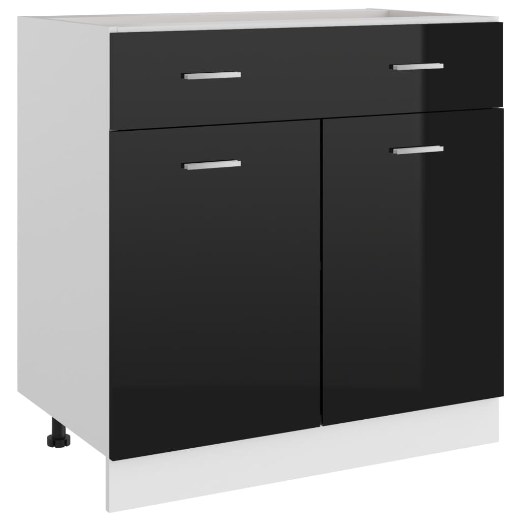 foto del prodotto armadio con cassetto nero lucido 80x46x81,5 cm in truciolato cod mxl 62290