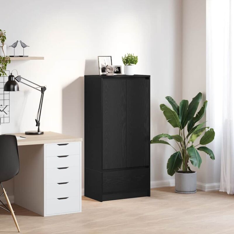 foto del prodotto armadio con cassetto rovere nero 55,5x34x119,5 cm in truciolato vidaxl