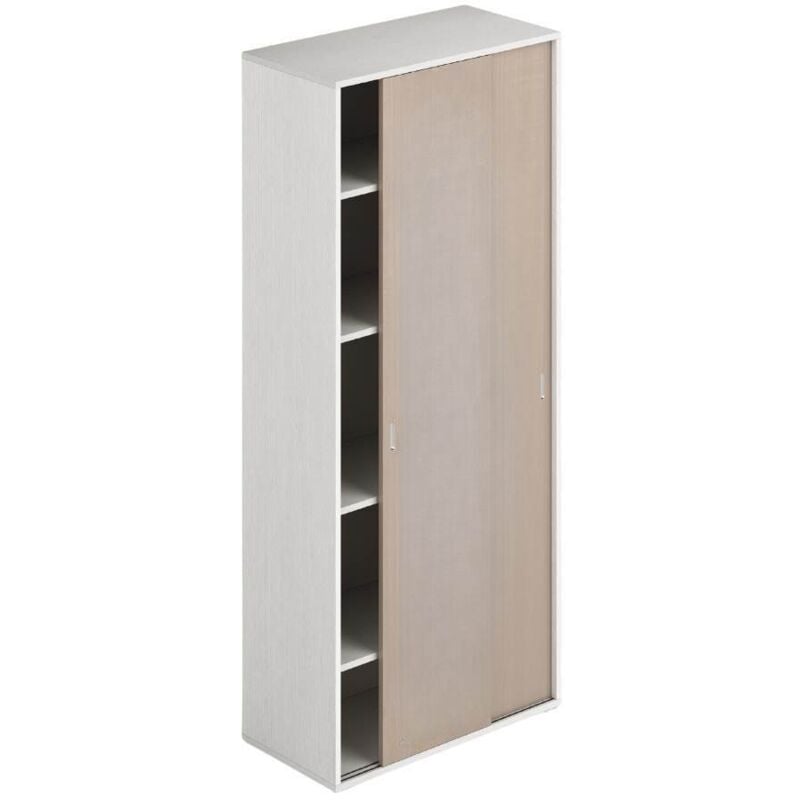 foto del prodotto armadio con due ante scorrevoli e ripiani colore bianco frassinato e olmo 90x212h cm