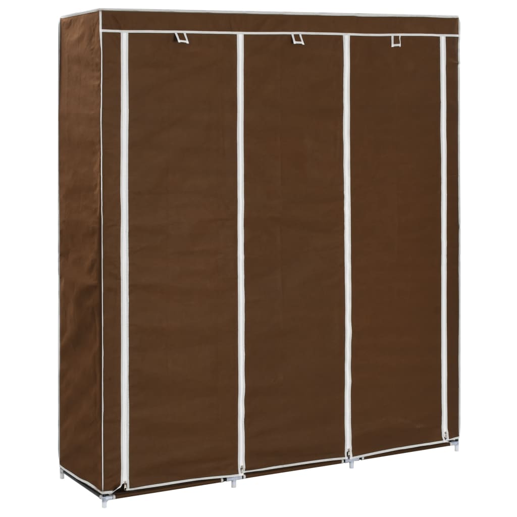 foto del prodotto armadio con scomparti e aste marrone 150x45x175 cm in tessuto cod mxl 72698