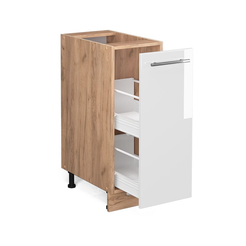 foto del prodotto armadio cucina dispensa alto fame-line, bianco lucido, 30 cm senza piano di lavoro vicco