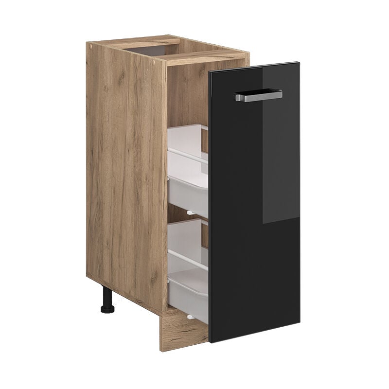 foto del prodotto armadio cucina dispensa alto r line, nero lucido, 30 cm senza piano di lavoro vicco
