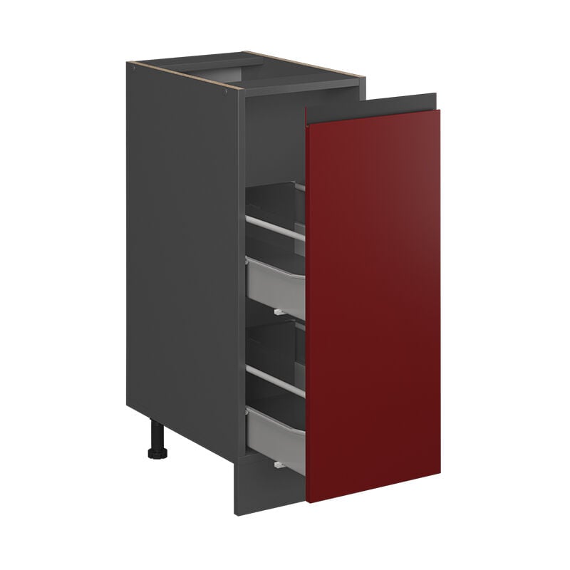 foto del prodotto armadio cucina dispensa alto r line, rosso, 30 cm forma a j, senza piano di lavoro vicco