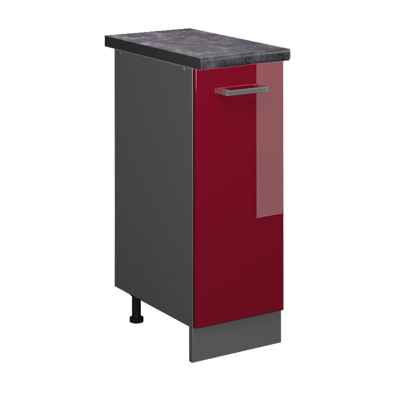 foto del prodotto armadio cucina dispensa alto r-line, rosso bordeaux lucido, 30 cm , pl antracite, vicco