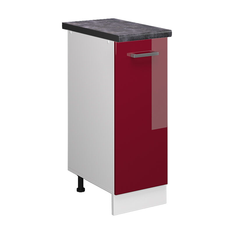 foto del prodotto armadio cucina dispensa alto r line, rosso bordeaux lucido, 30 cm , pl antracite, vicco