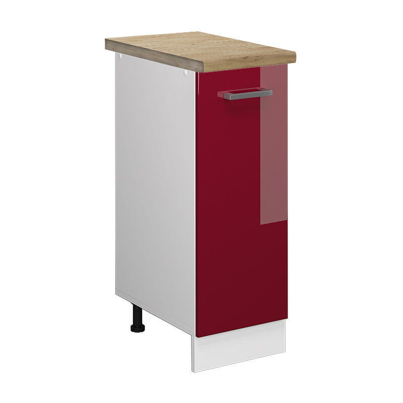 foto del prodotto armadio cucina dispensa alto r line, rosso bordeaux lucido, 30 cm , pl rovere vicco