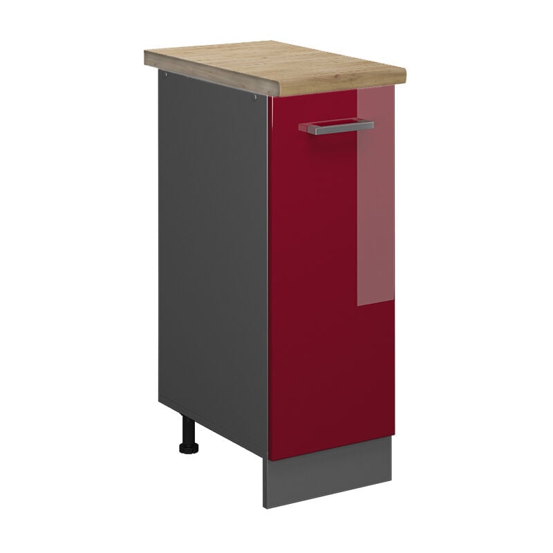 foto del prodotto armadio cucina dispensa alto r line, rosso bordeaux lucido, 30 cm , pl rovere vicco