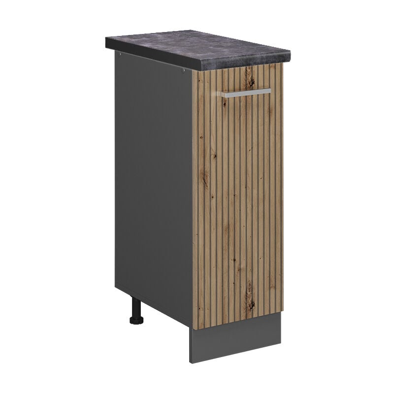 foto del prodotto armadio cucina dispensa alto r line, rovere artigianale, 30 cm , pl antracite vicco