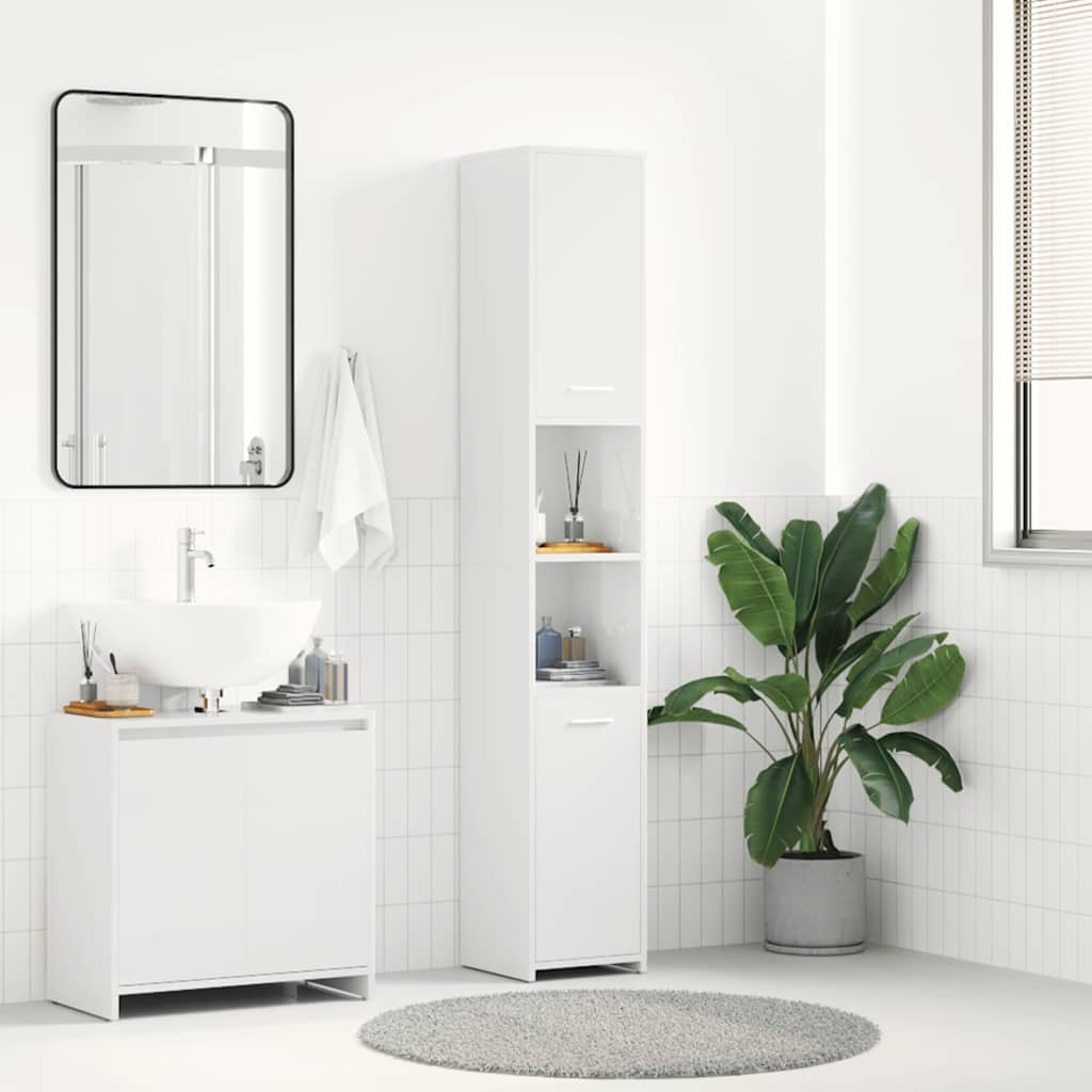 foto del prodotto armadio da bagno bianco lucido 30x30x183,5 cm in truciolato cod mxl 54458