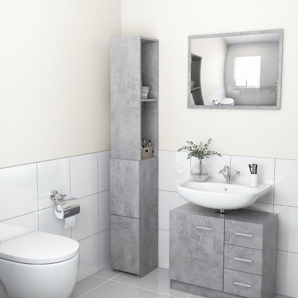 foto del prodotto armadio da bagno grigio cemento 25x25x170 cm in truciolato cod mxl 11781