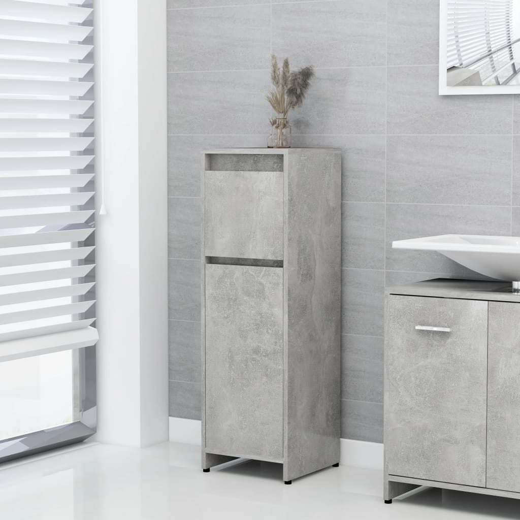 foto del prodotto armadio da bagno grigio cemento 30x30x95 cm in truciolato