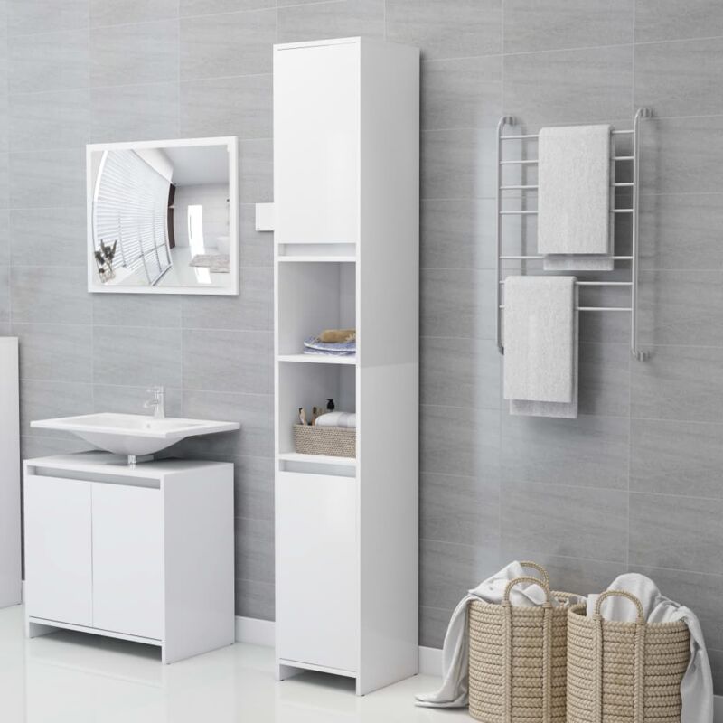 foto del prodotto armadio da bagno mobili bagno bianco 30x30x183,5 cm in truciolato