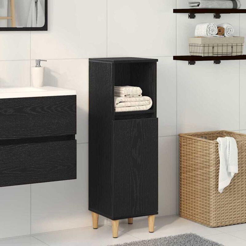 foto del prodotto armadio da bagno vidaxl nero rovere 30x30x100 cm legno ingegnerizzato