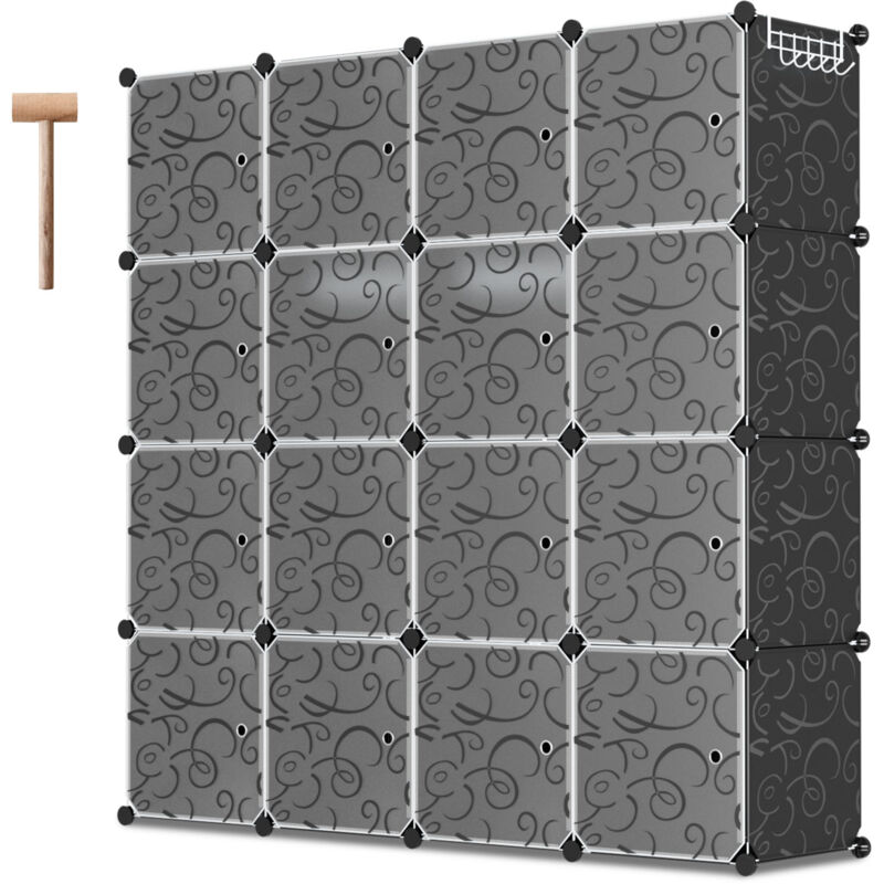 foto del prodotto armadio da camera da letto fai da te 12 16 20 cubi plug in sistema di scaffalatura con porta unit di stoccaggio 16 cubi, 140x140x35cm swanew