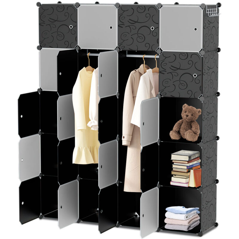 foto del prodotto armadio da camera da letto fai da te 12 16 20 cubi plug in sistema di scaffalatura con porta unit di stoccaggio 20 cubi, 175x140x35cm swanew