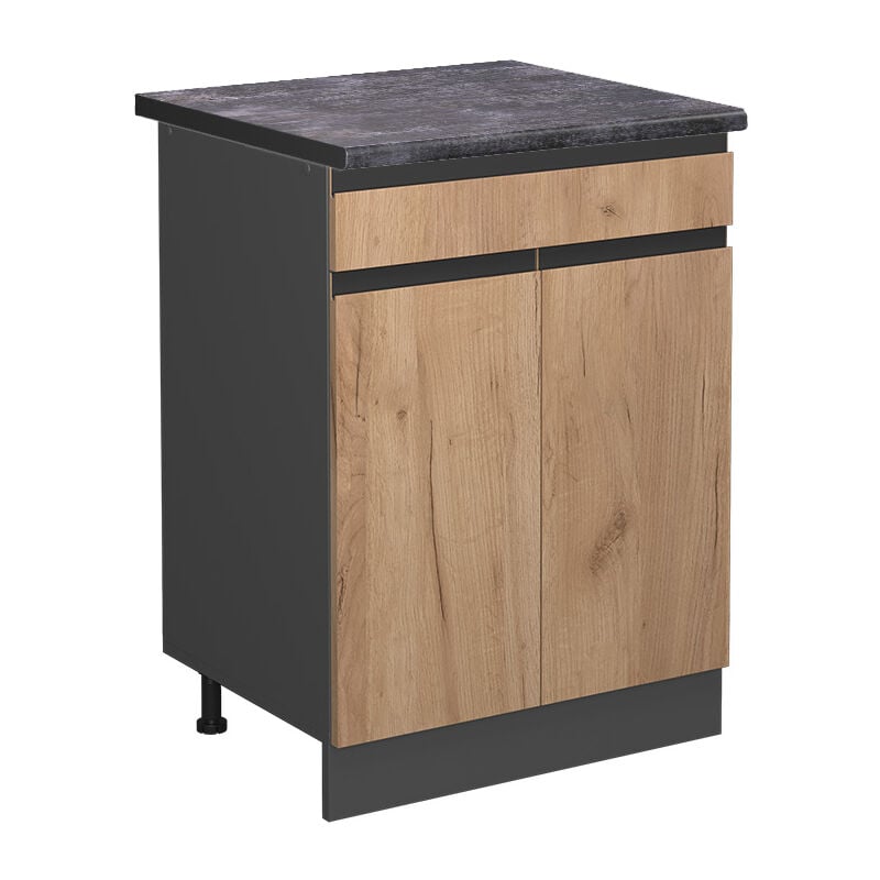 foto del prodotto armadio da cucina con cassetto r line, quercia dorata, 60 cm , ap antracite vicco