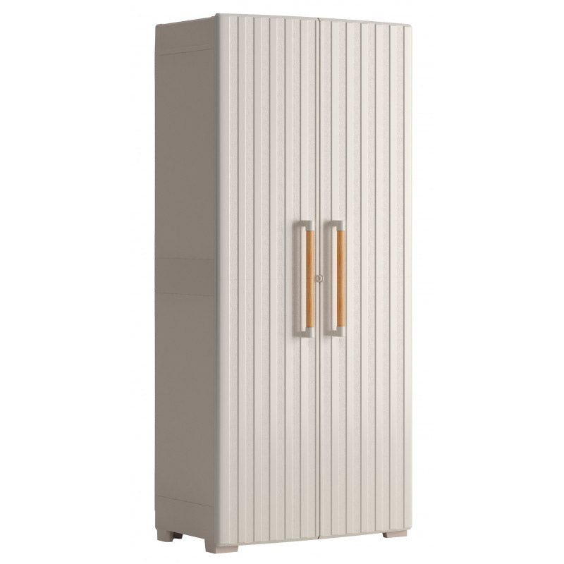 foto del prodotto armadio da esterno 3 ripiani 80x45x180h cm in plastica keter groove alto sabbia beige