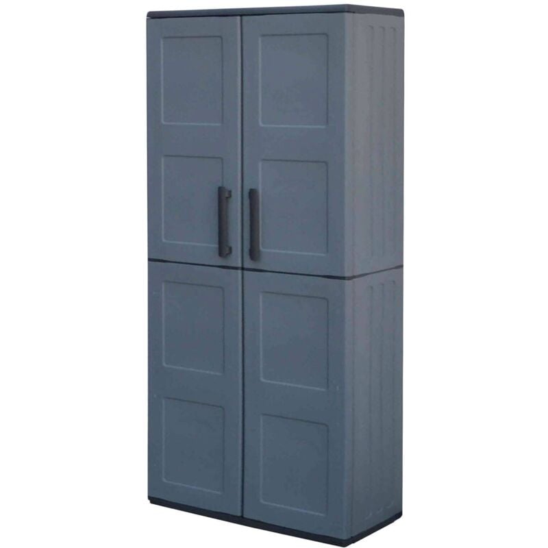 foto del prodotto armadio da esterno akina, mobile da balcone, armadio multiuso con ripiani, 100 made in italy, 68x37h163 cm, grigio e nero, finitura quadri - dmora